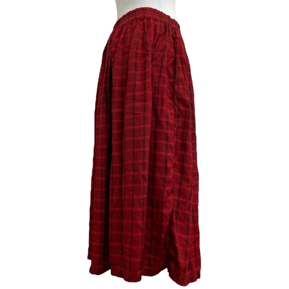 Jr. Priorities Vintage 80s Red Plaid Button Front Preppy Midi Skirt - Picture 4 of 9